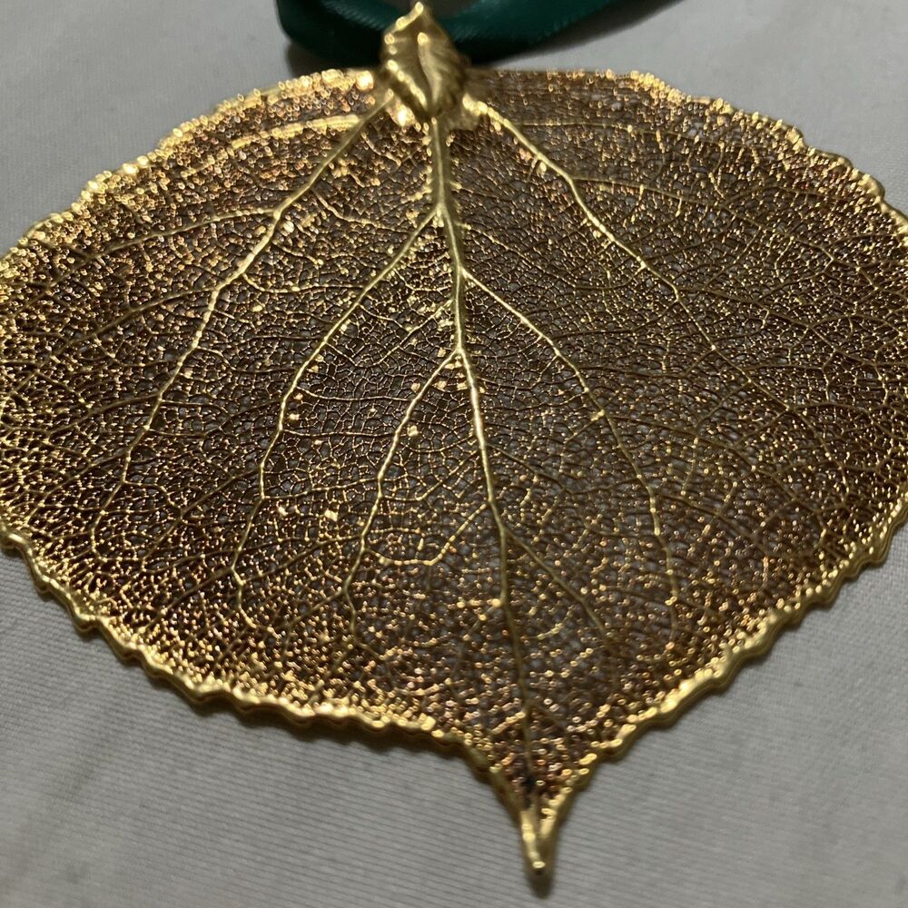Vintage Gold Dipped Genuine Aspen Leaf Pendant/Ornament